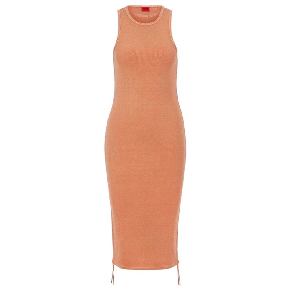 Hugo Womens/Ladies Nerana Rib Knit Midi Dress / Orange